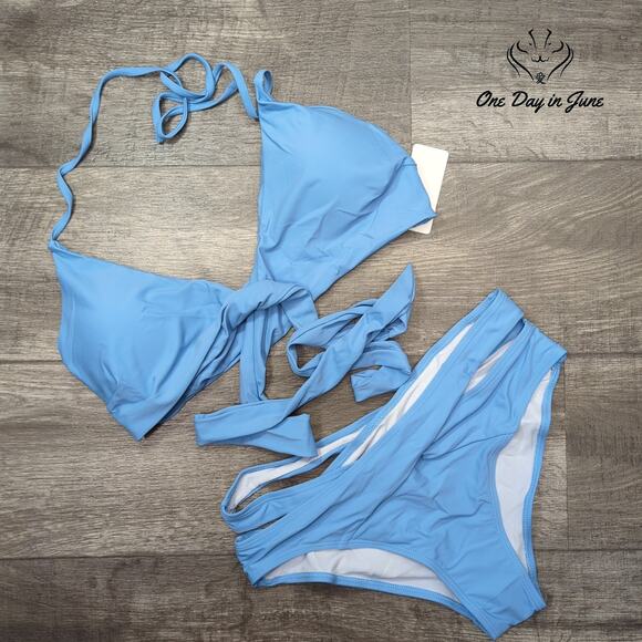 Holipick Strappy Halter Wrap Bikini Swimsuit Size L - Picture 1 of 4